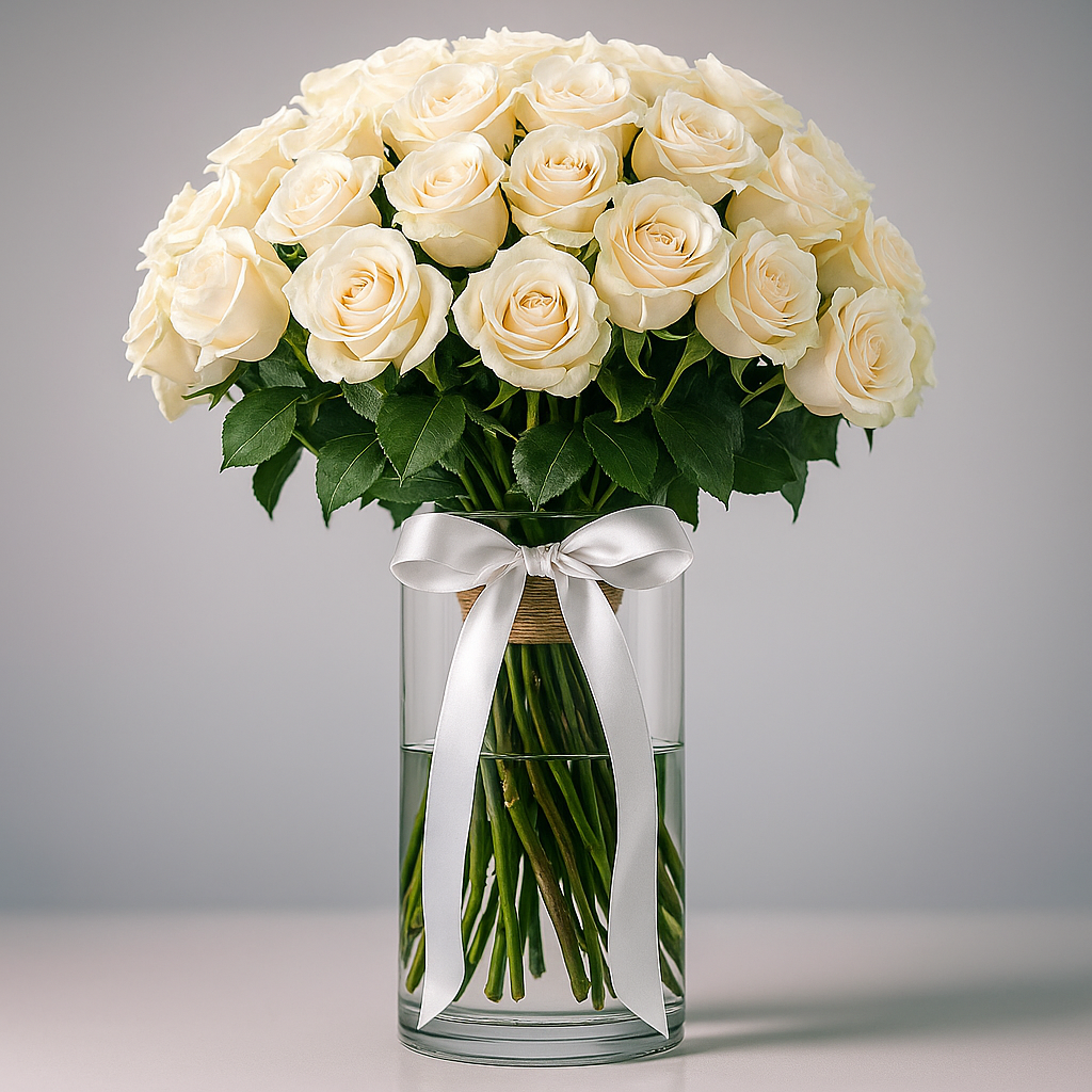 Premium White Roses in Vase