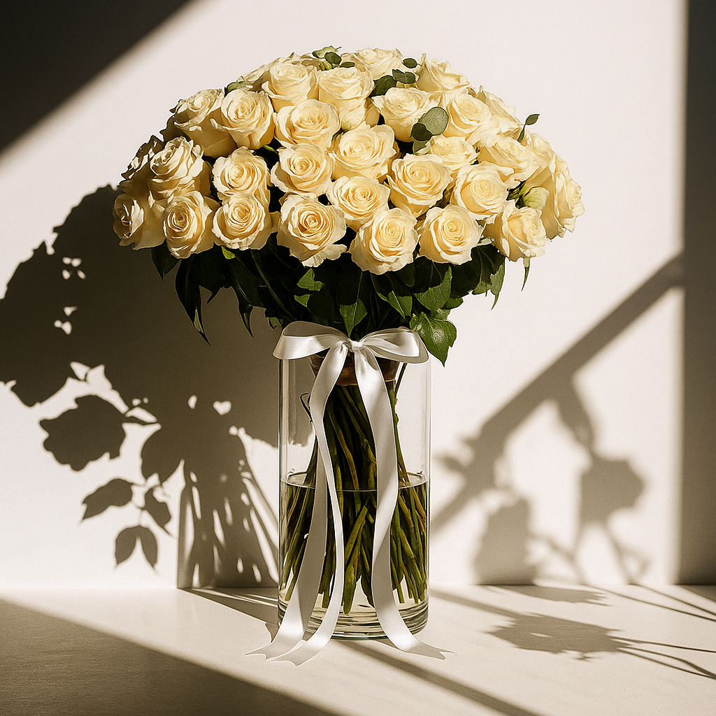 Premium White Roses in Vase