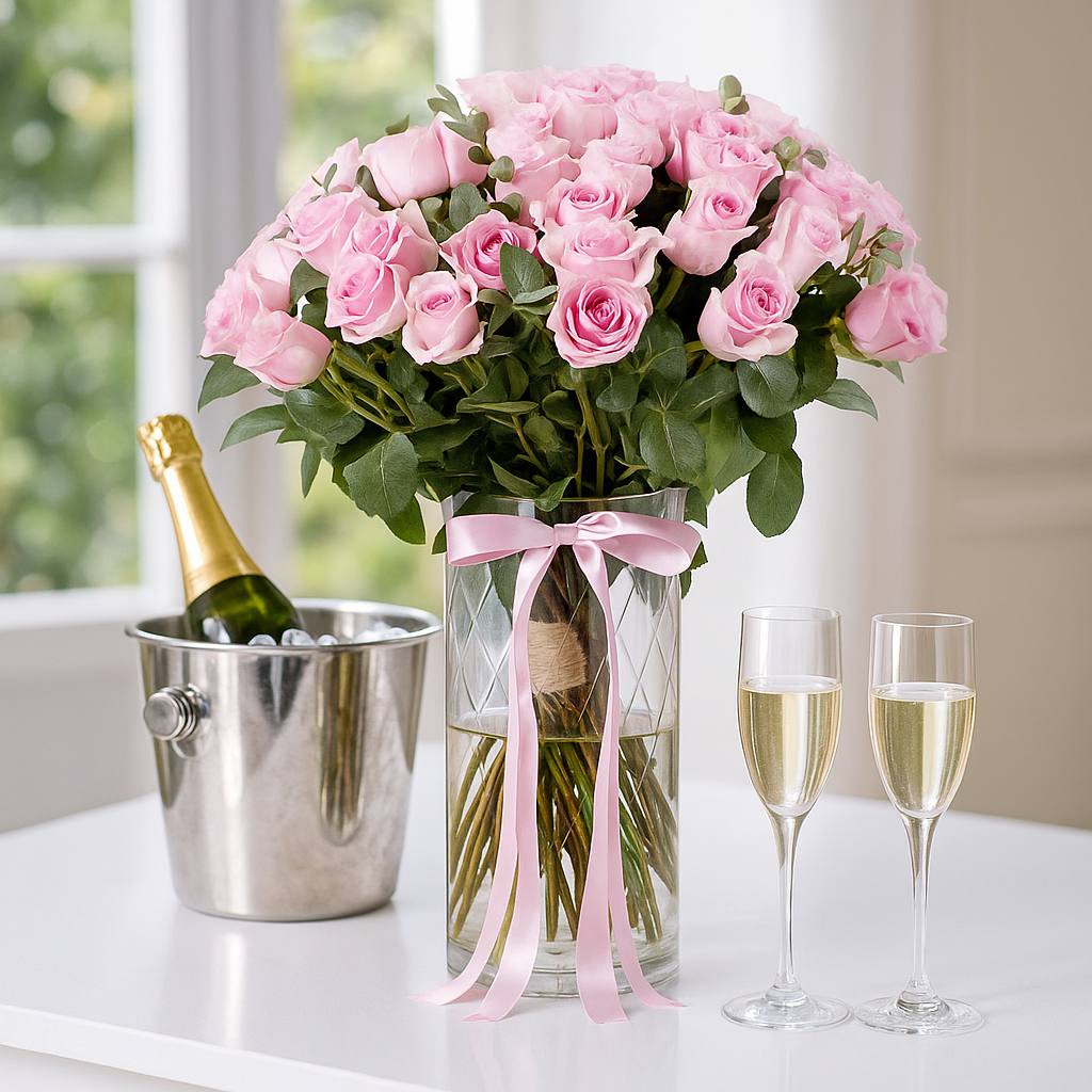 Premium Pink Roses in Vase