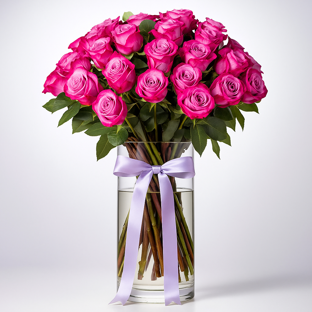 Premium Purple Roses in Vase