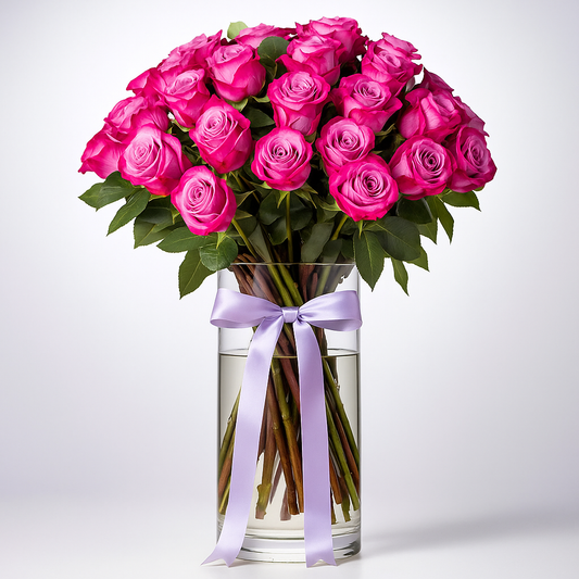 Premium Purple Roses in Vase
