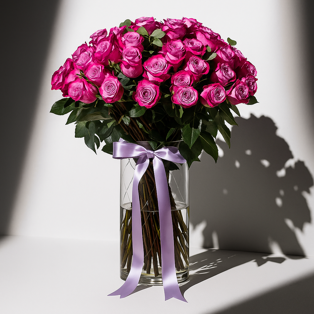 Purple Roses in Vase