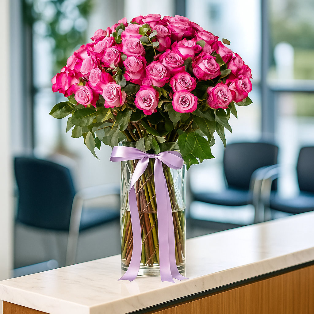 Purple Roses in Vase