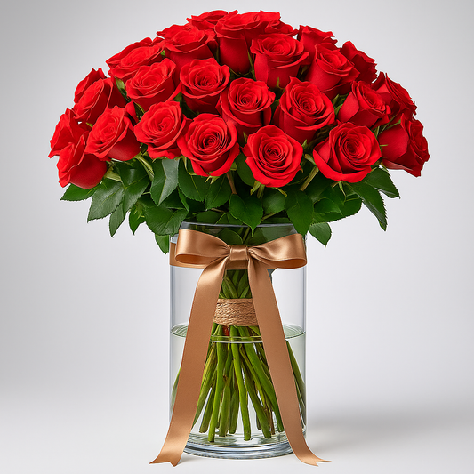 Premium Red Roses In Vase