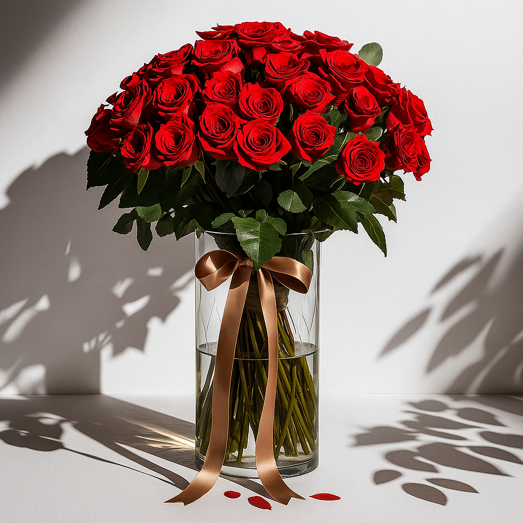 Premium Red Roses In Vase