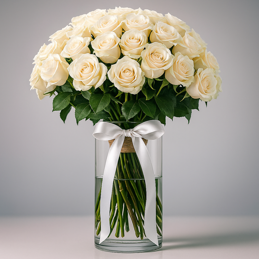 Premium White Roses in Vase