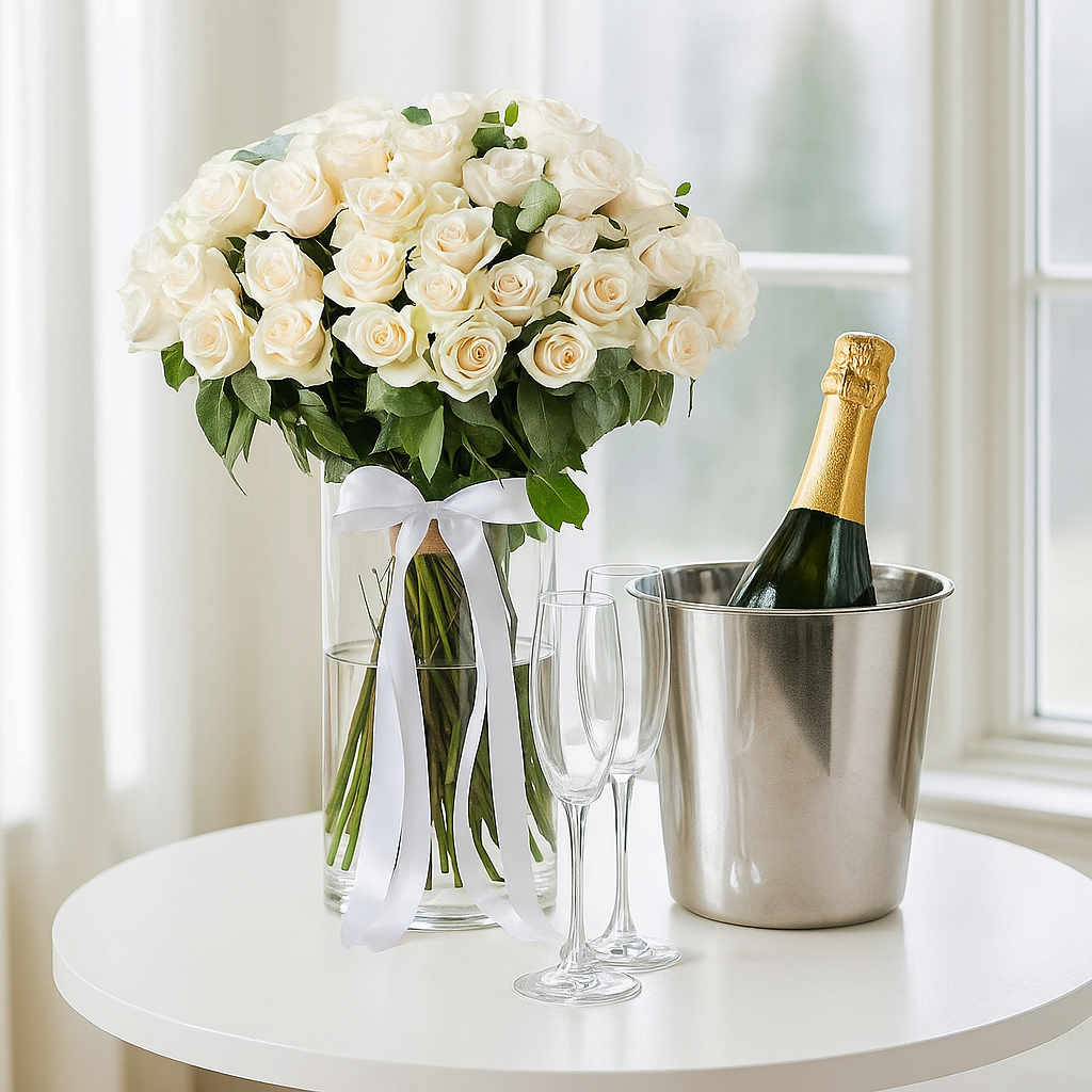 Premium White Roses in Vase