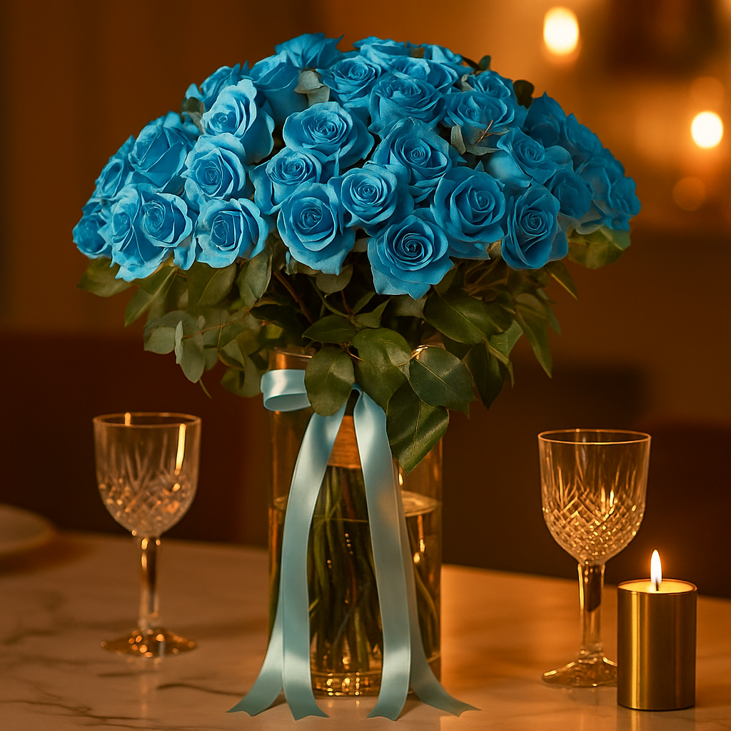 Premium Tiffany Blue Roses in Vase