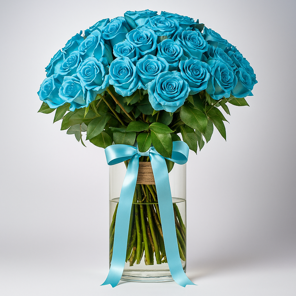 Premium Tiffany Blue Roses in Vase