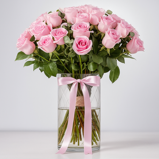 Premium Pink Roses in Vase