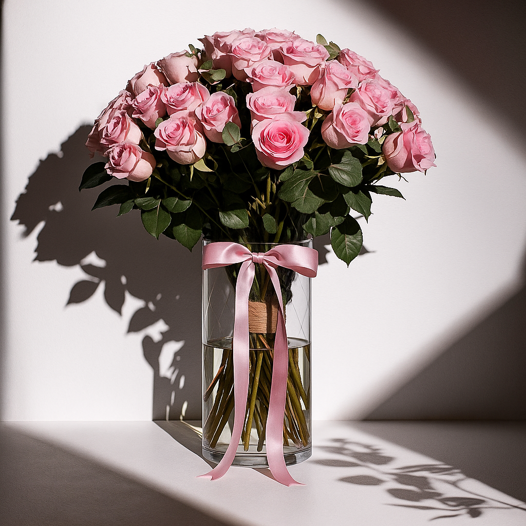 Pink Roses in Vase