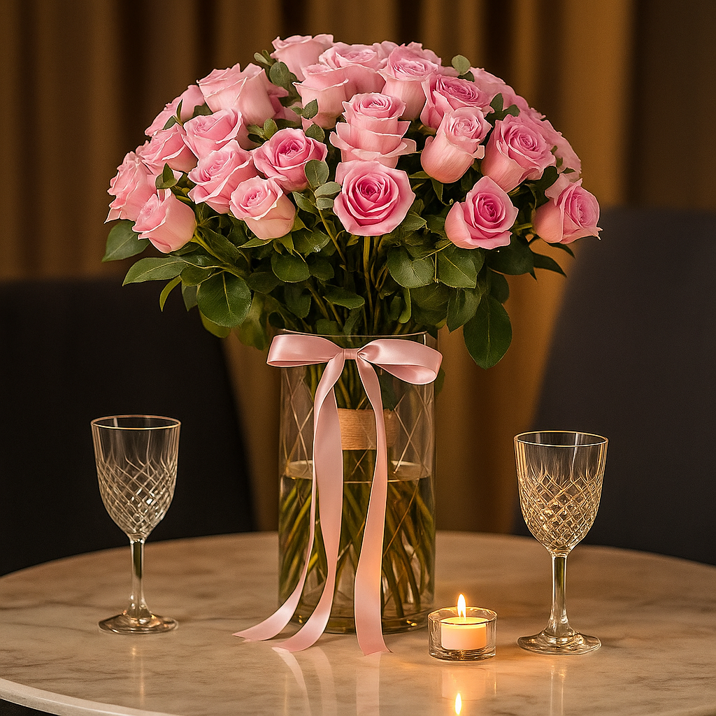 Premium Pink Roses in Vase